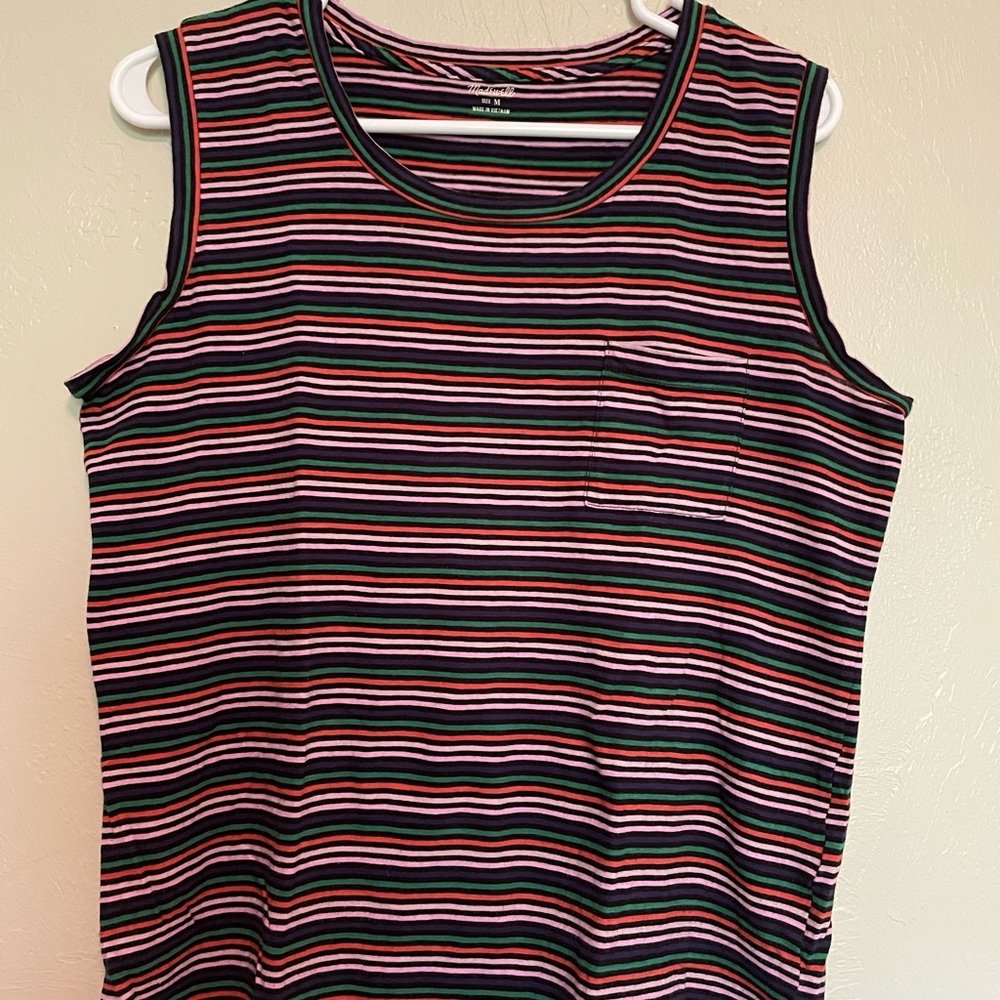 Madewell Striped Sleeveless Muscle Tank Top Size Medium